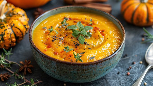 ROASTED BUTTERNUT SQUASH AND APPLE SOUP